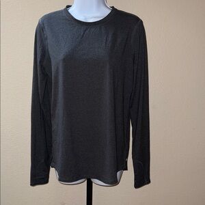 Zella Charcoal Stripe Long Sleeve Performance Soft Tee Shirt Women’s Size M